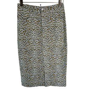 FRNCH Paris Grey Leopard Print 5 Pocket Style Pencil Skirt XS